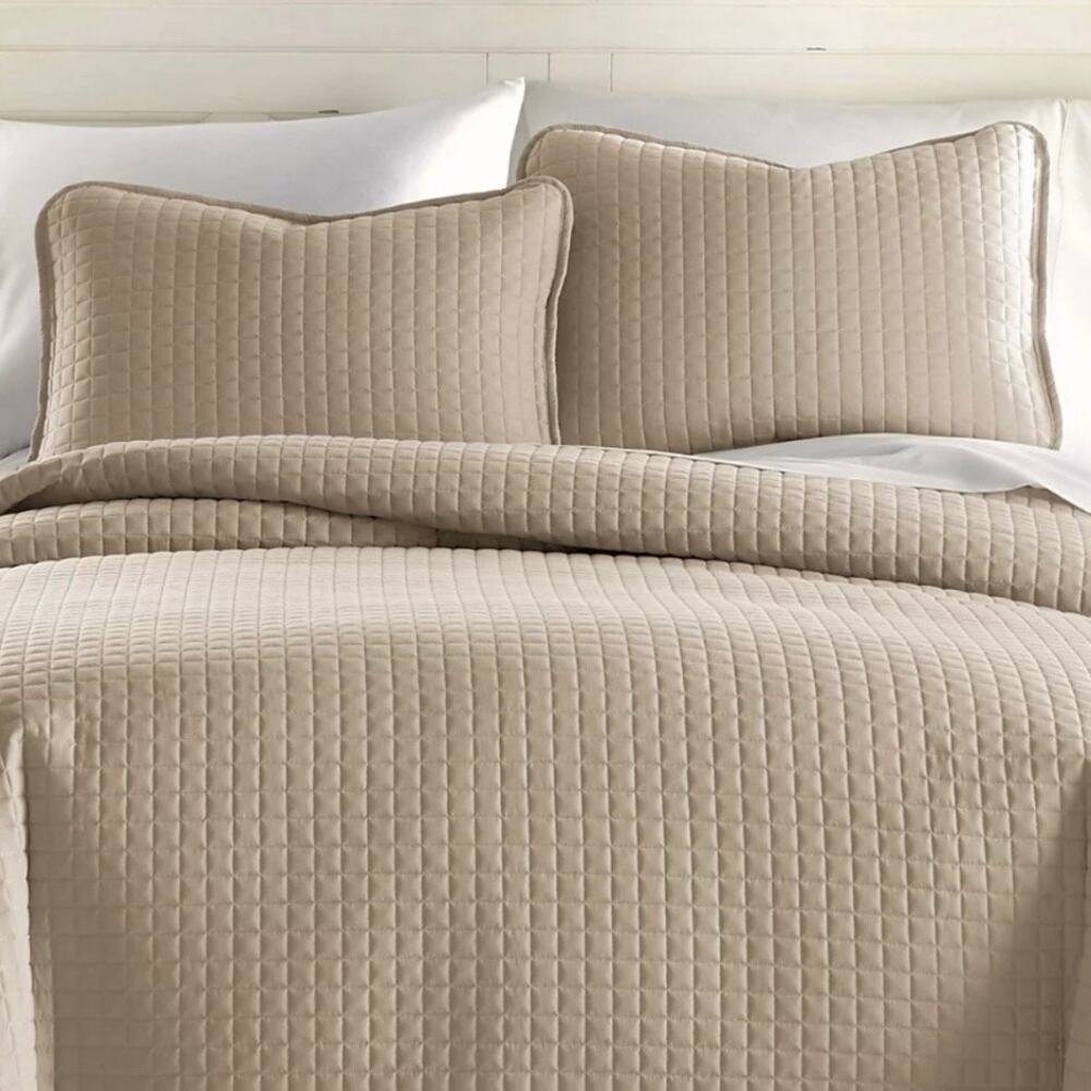 Southshore Fine Linens Oversized Lightweight 3 Pc Quilt Set Beige Full/Queen